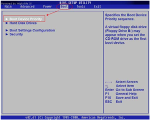 boot device, menu bios